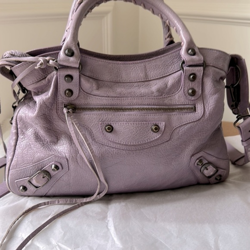 BALENCIAGA City glycine Lavender Purple Leather Handbag - Picture 4 of 6